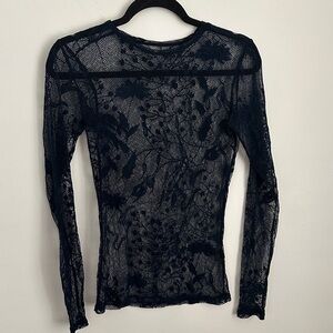Only Hearts Navy Lace Long Sleeve Top